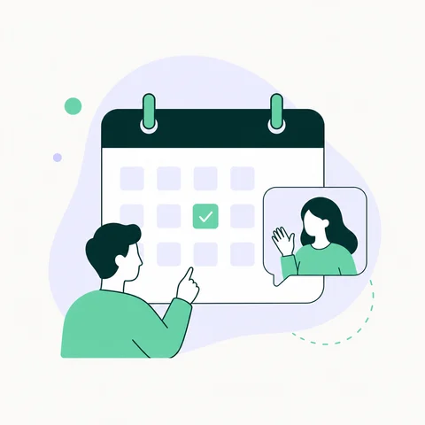 Illustration fuer eine Online-Terminfrage und erstes KI-Erstgespraech.